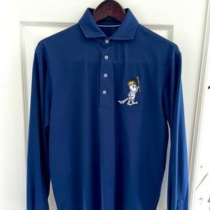 Rare Malbon x Greyson collab. Long sleeve navy blue button down polo.